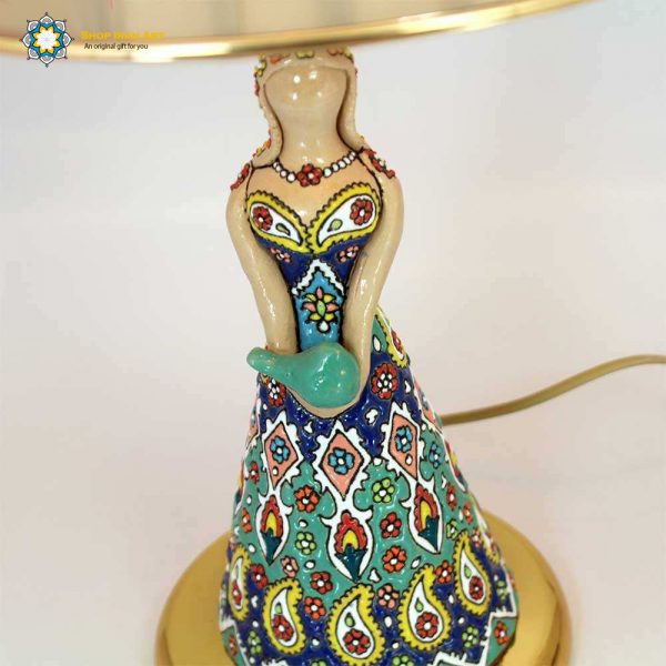 Enamel on pottery Bedside Lamp, Woman Design 6