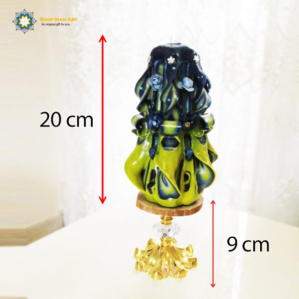 Hand Carved Candle, Blue & Yellow Christmas (20 cm height) 14