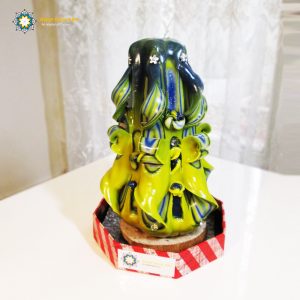 Hand Carved Candle, Blue & Yellow Christmas (20 cm height) 19