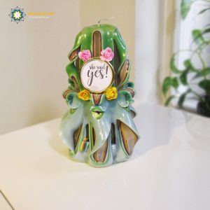 Hand Carved Candle, Green Era Design (20 cm height) 12