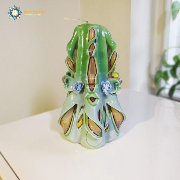 Hand Carved Candle, Green Era Design (20 cm height) 7