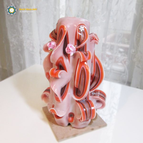 Hand Carved Candle, Ruby Design (20 cm height) 4