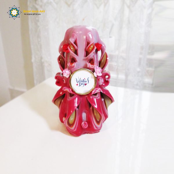 Hand Carved Candle, Valentines Design (20 cm height) 5