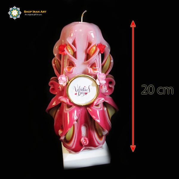Hand Carved Candle, Valentines Design (20 cm height) 12