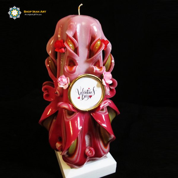 Hand Carved Candle, Valentines Design (20 cm height) 9