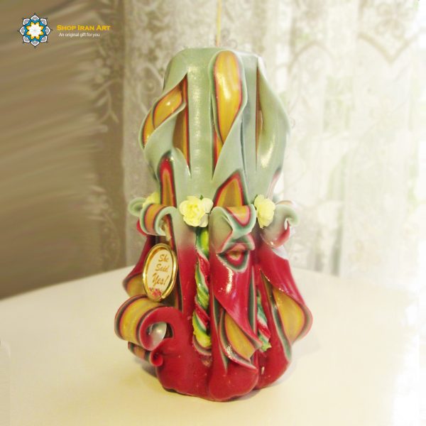 Hand Carved Candle, Happiness Design (20 cm height) 6