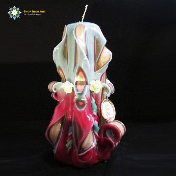 Hand Carved Candle, Happiness Design (20 cm height) 9