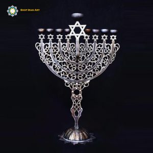 Jewish Hanukkah candle holder (Handmade/Silver covered) 19