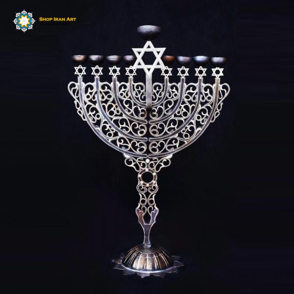 Jewish Hanukkah candle holder (Handmade/Silver covered) 11