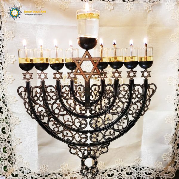 Jewish Hanukkah candle holder (Handmade/Silver covered) 3