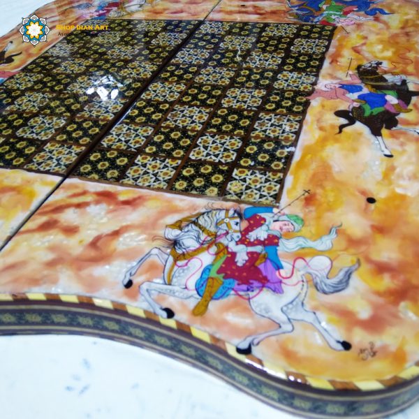 Persian Marquetry Khatam Kari Chess & Backgammon Board, King Design 14