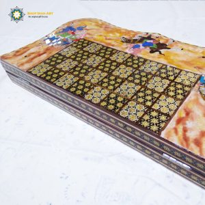 Persian Marquetry Khatam Kari Chess & Backgammon Board, King Design 25