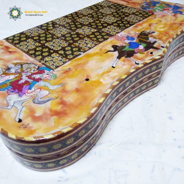 Persian Marquetry Khatam Kari Chess & Backgammon Board, King Design 9