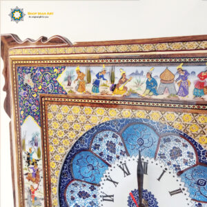 Handmade Wall Clock, Minakari & Khatam-kari, Polo Design 7