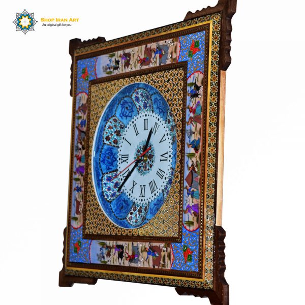 Handmade Wall Clock, Minakari & Khatam-kari, Polo Design 5