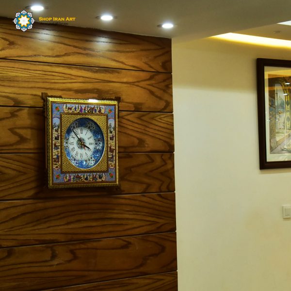 Handmade Wall Clock, Minakari & Khatam-kari, Polo Design 6