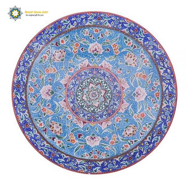 Mina-kari Persian Enamel Plate, Fidelity Design 6