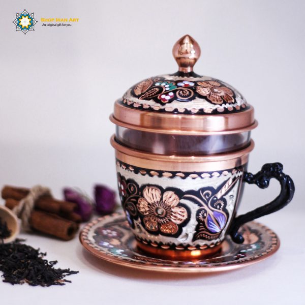 Minakari Persian Enamel Cup, Flowers Design (Second Design) 4