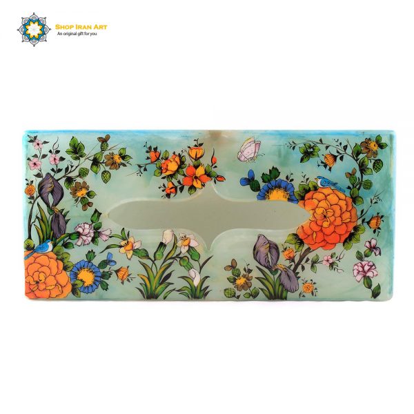 Persian Marble Tissue Box, Flower & Bird Design 4
