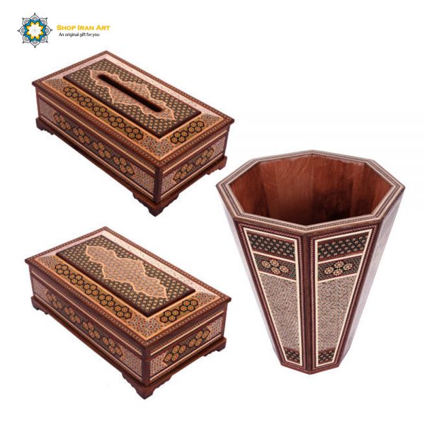 Persian Marquetry Spoon & Fork Box, Tissue Box and Trash Bin, (Tokyo 2020 offer) 3