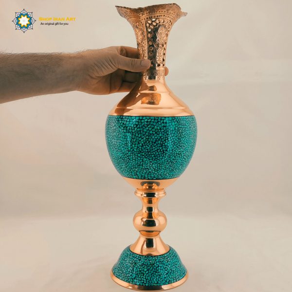 Persian Turquoise Flower Vase, Continental Design 4
