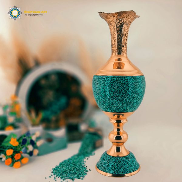 Persian Turquoise Flower Vase, Continental Design 5