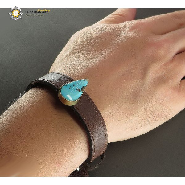 Silver & Leather & Turquoise Bracelet