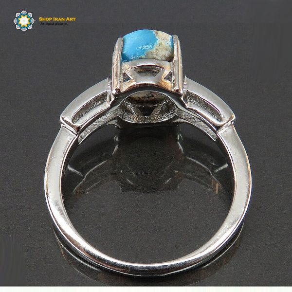 Silver Turquoise Ring, Persian Love Design 6