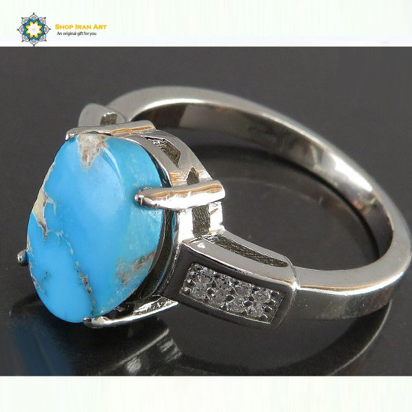 Silver Turquoise Ring, Persian Love Design 8