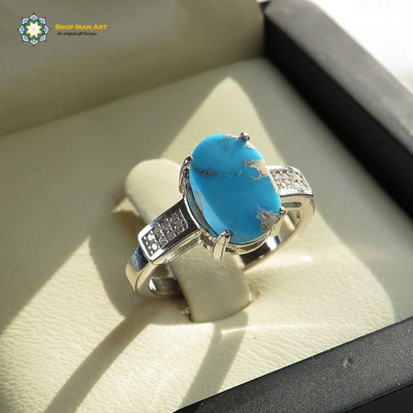 Silver Turquoise Ring, Persian Love Design 3