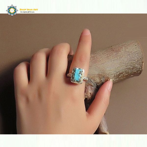 Silver Turquoise Ring, Rosa Design 7