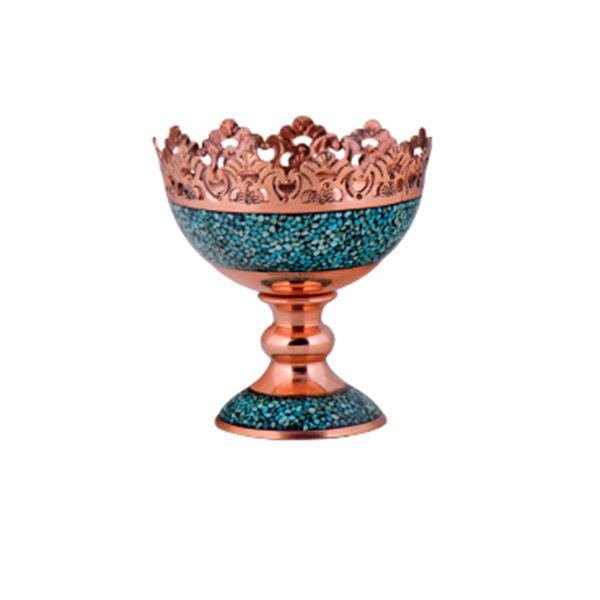 Turquoise Stone & Copper Pedestal Candy/Nuts Bowl Dish, Alexander Design (1 PC) 3