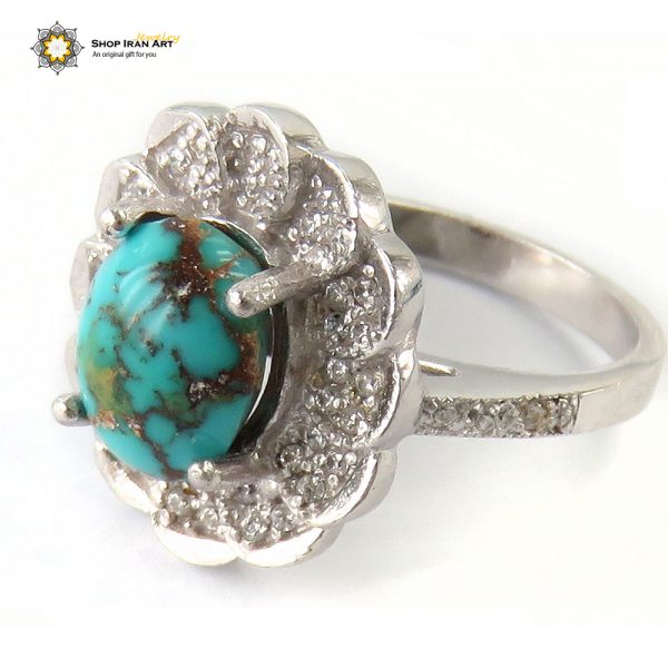Silver Turquoise Ring, The Sun Design 2
