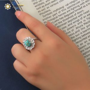 Silver Turquoise Ring, The Sun Design 9