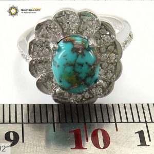 Silver Turquoise Ring, The Sun Design 11