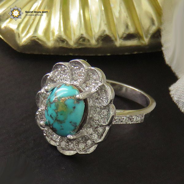 Silver Turquoise Ring, The Sun Design 1