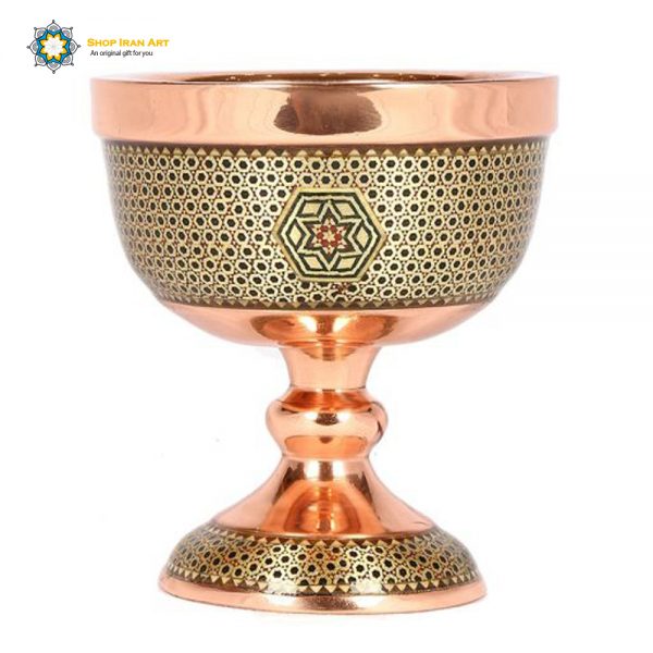 Copper & Khatamkari Pedestal Dish for Drinking