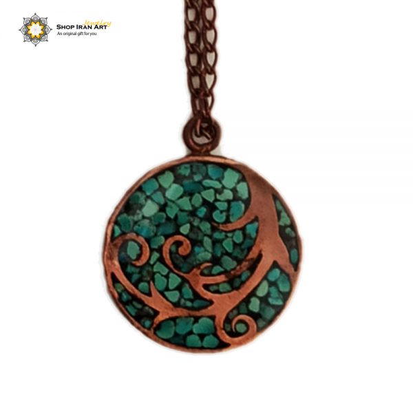 Copper & Turquoise Set, Plant Design (Ring+Bracelet+Earrings+Necklace) (2)