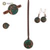 Copper & Turquoise Set, Plant Design (Ring+Bracelet+Earrings+Necklace)