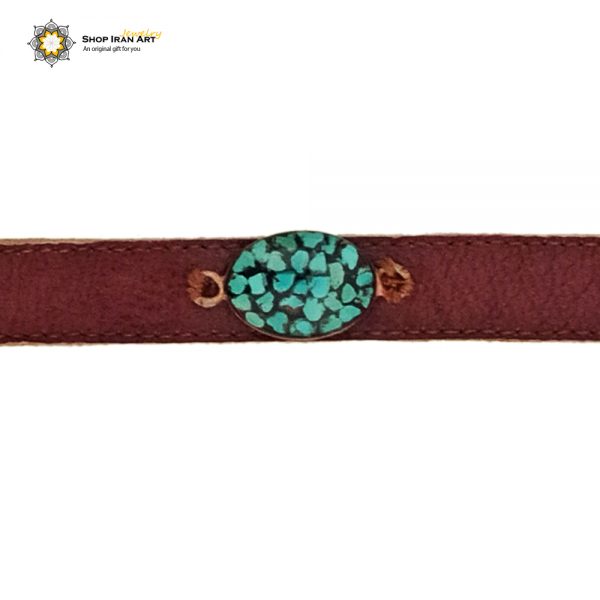 Leather & Turquoise Bracelet, Orbital Design