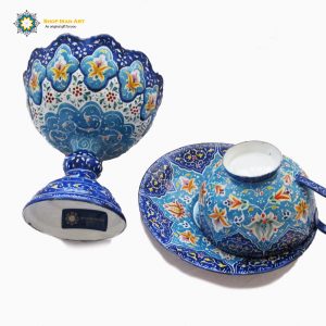 Minakari Persian Enamel Dish, Dancing Flowers Design