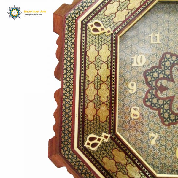 Persian Marquetry Khatamkari Wall Clock, Dynasty Design