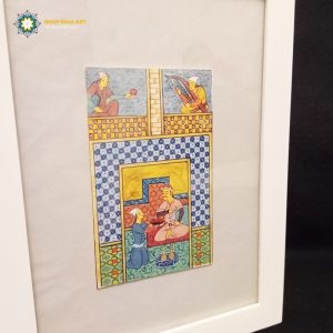 Hand painting Miniature on wood, Safavid King Design