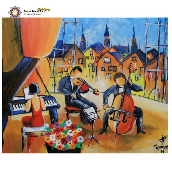 Oil Painting, Musicians are playing music (Hand-painted)