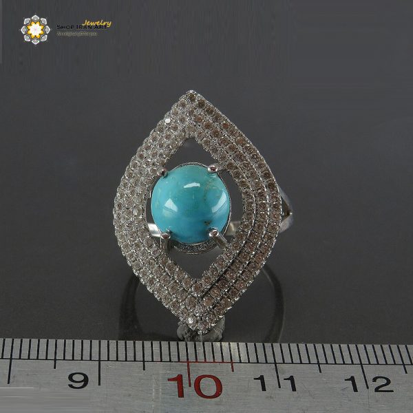 Silver Turquoise Ring, Eastern Eye Design