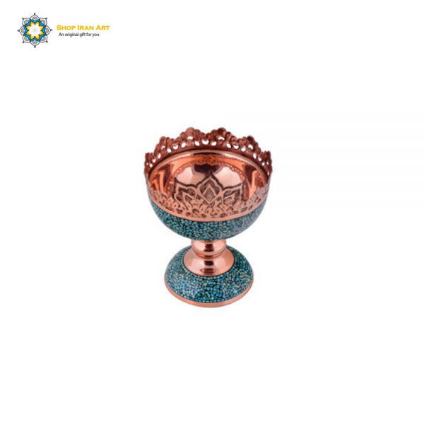 Turquoise Stone & Copper Pedestal CandyNuts Bowl Dishes, Alexander Design (6 PCs)