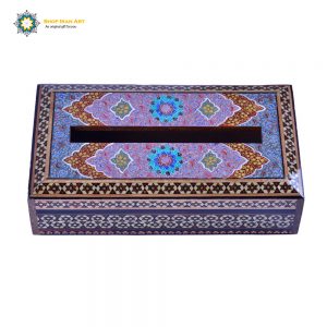 Persian Marquetry Khatam Kari Tissue Box, Blue Sparkle Design