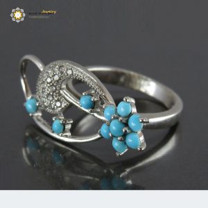 Silver Turquoise Ring, Spectacular Design 8