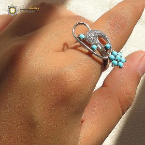 Silver Turquoise Ring, Spectacular Design 9
