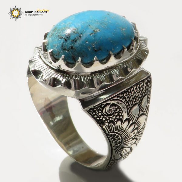 Silver Turquoise Ring, Unique Design